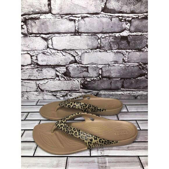 Crocs Kadee II Iconic Comfort Leopard Flip Flip Sandals Women’s sz 10M US/41EU - Picture 8 of 16